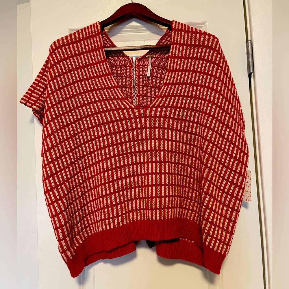 Free people red and white sweater vest